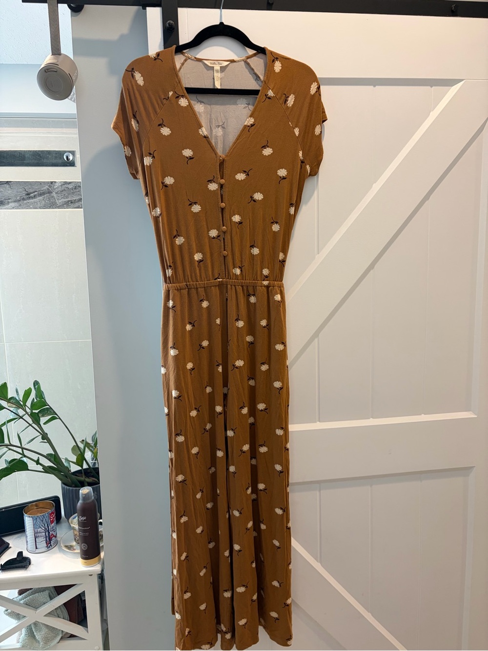 Matilda Jane Mustard Floral Button-Front Jumpsuit